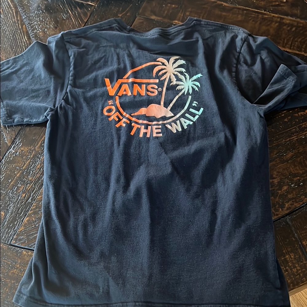 Vans Navy Blue Graphic Tee with Tropical Design